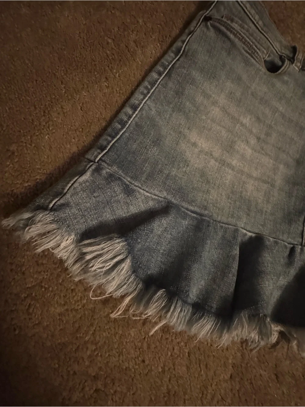 Light Blue Denim Ruffle Mini Skirt
